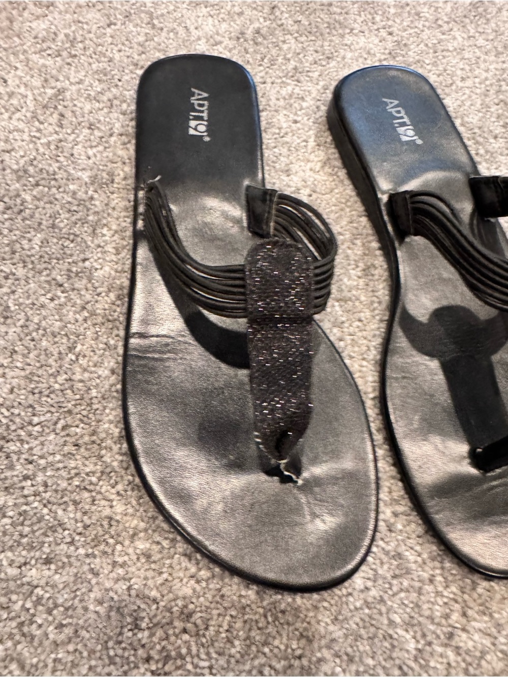 Apt. 9 Black Glitter Thong Sandals